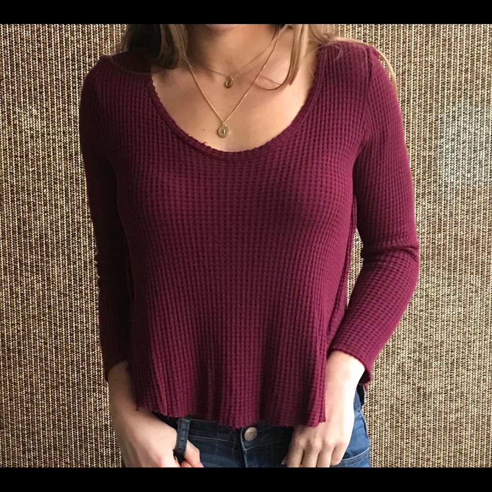 Maroon waffle sweater